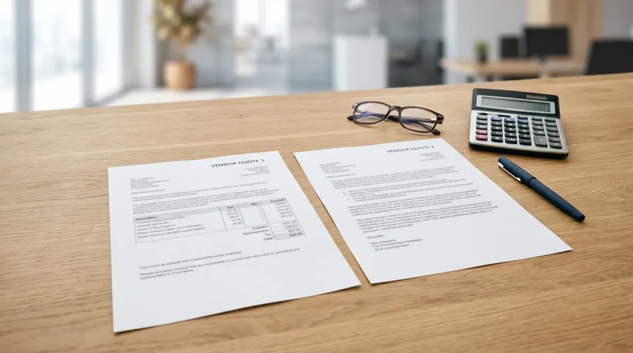 Two vendor quotes side by side on a desk