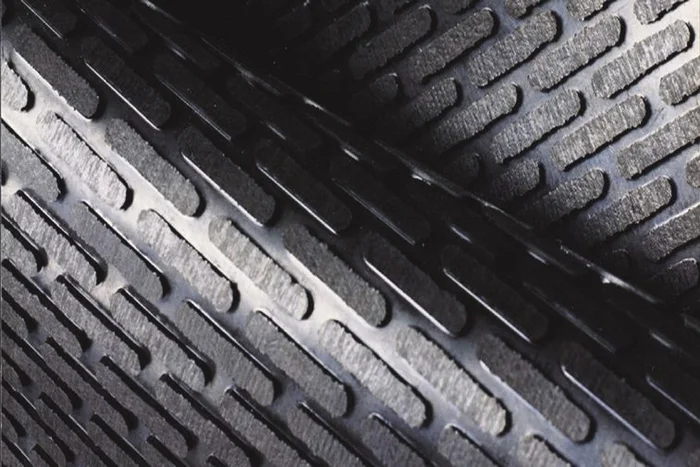 Close-up of high-twist mat fibers that push soil downward
