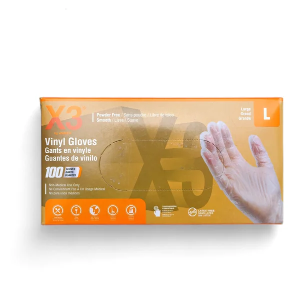 Box of vinyl disposable gloves