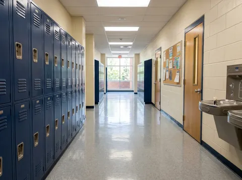 School hallway with lockers