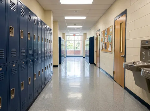School hallway with lockers