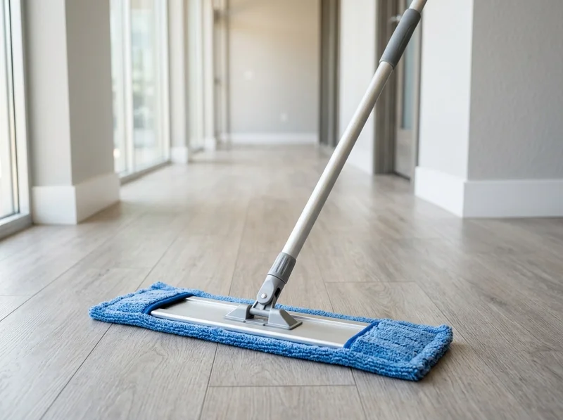 Microfiber flat mop on a commercial floor