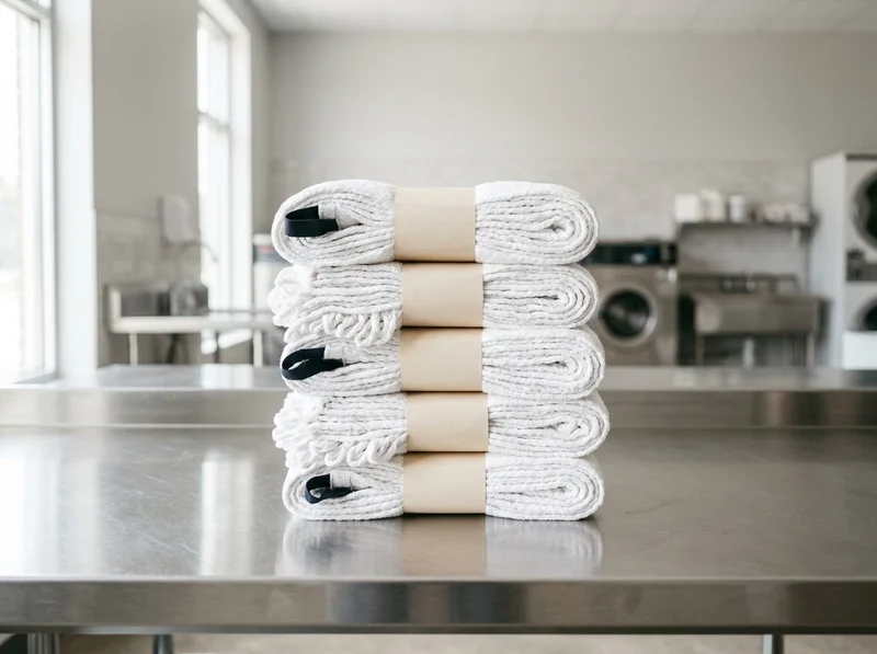 Banded bundle of fresh mop heads